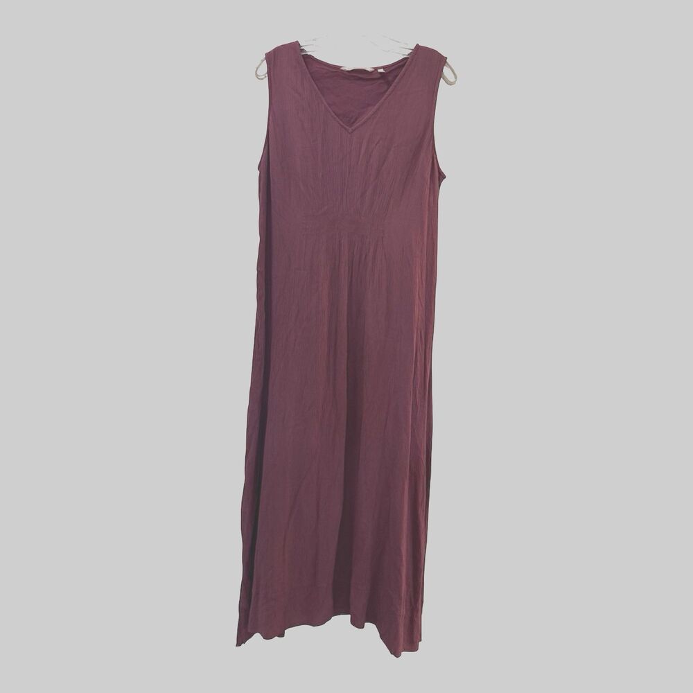 Soft Surroundings Katriane Maxi Dress Mauve Purple Crinkle Lined Sleeveless L